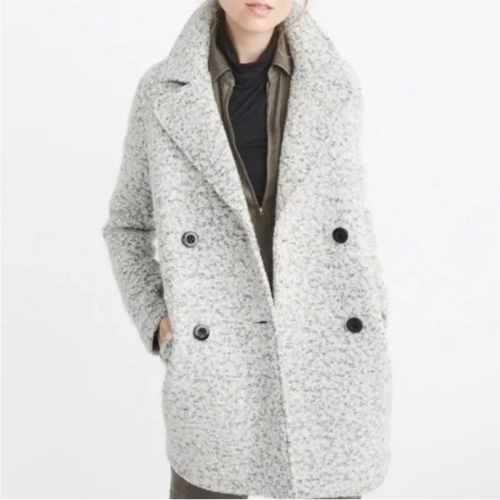 Abercrombie & Fitch Wool Blend Boucle Pea Coat size Medium